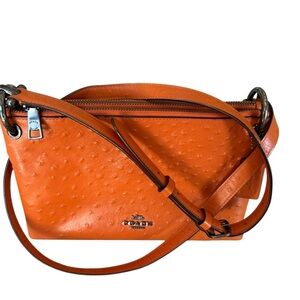 Coach Orange Ostrich Mia‎ Crossbody Bag